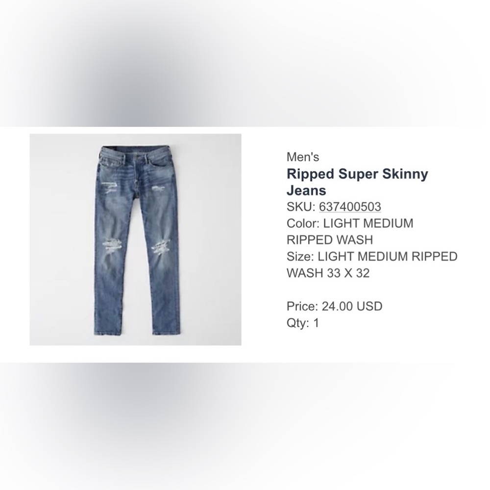 Abercrombie Ripped Super Skinny Jeans - Light Blue